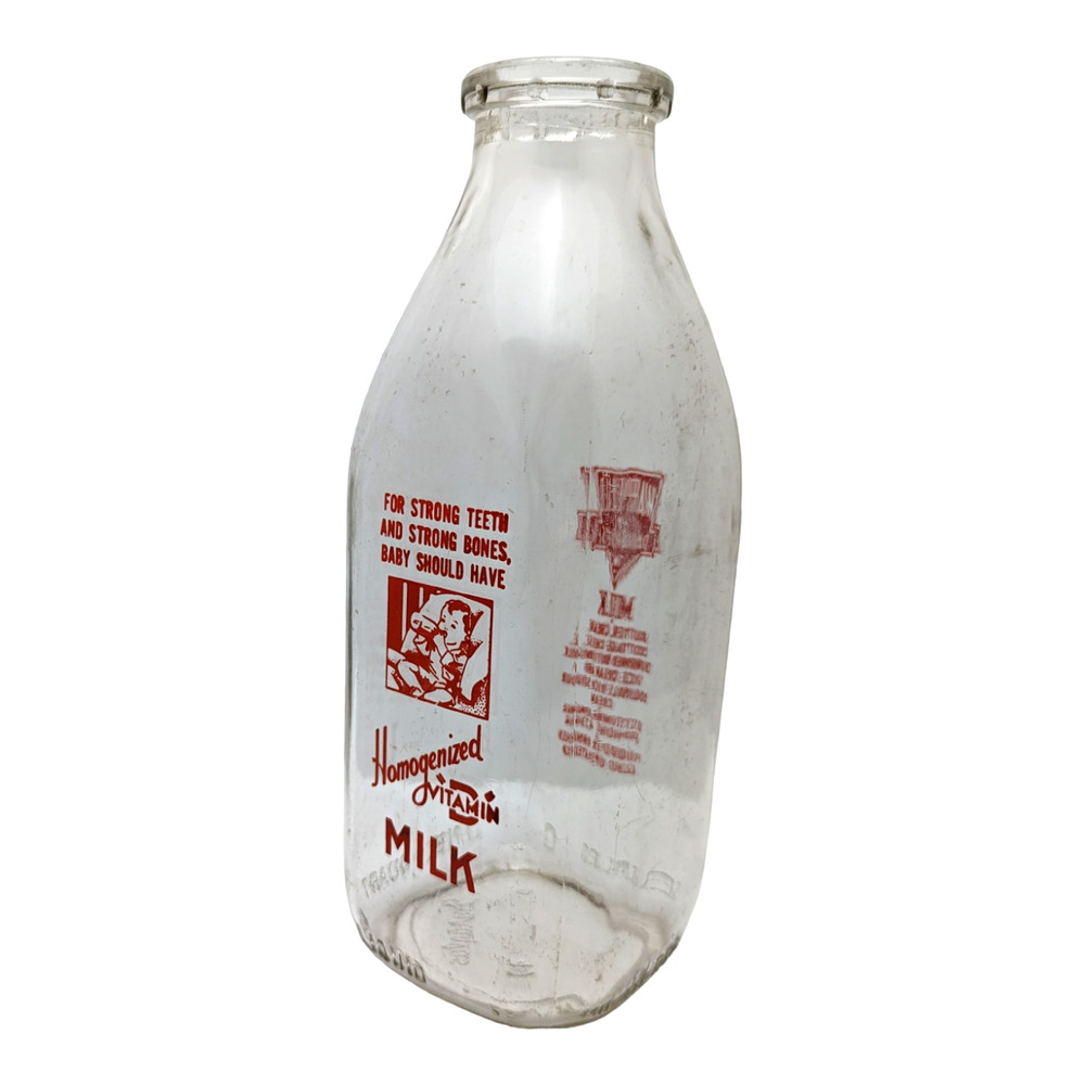 Wapello Dairies Ottumwa Iowa Vintage Quart Milk Bottle Baby W/ Bottle c. 1949 - Picture 2 of 12